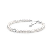 Bratara perle naturale albe si cerc argint cu pietre DiAmanti 232-55B-G